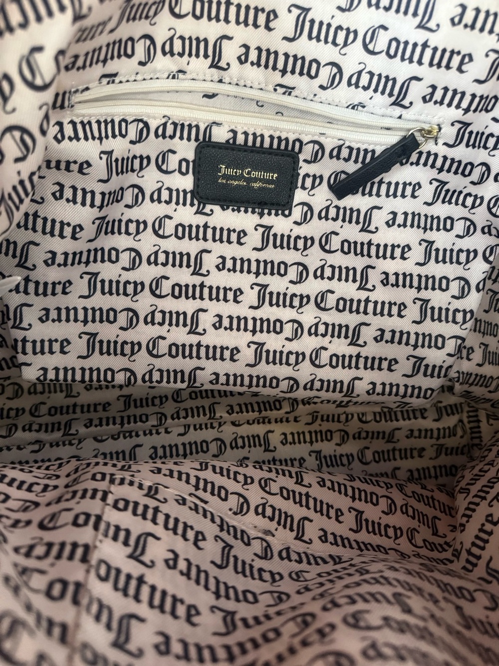 Juicy Couture Pink Rose Floral Tote Bag Large Shoulder Handbag Black Trim - Picture 5 of 5